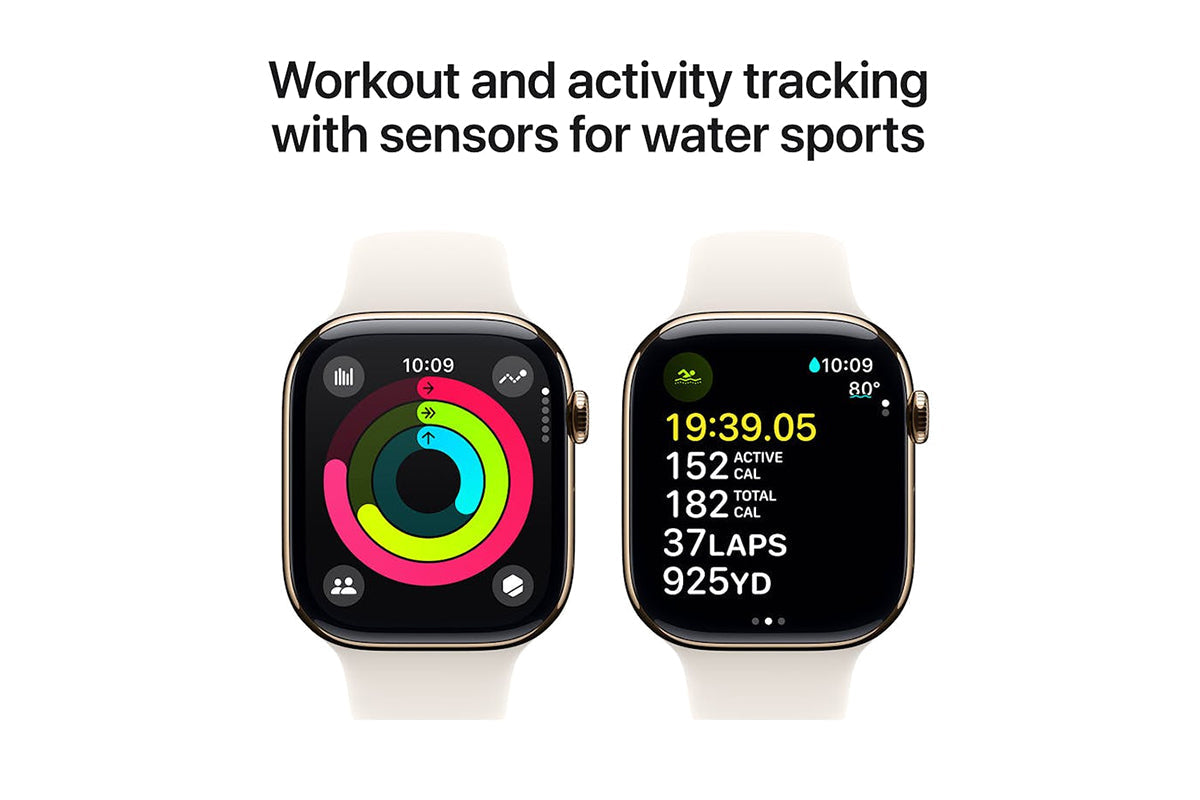 Apple Watch Series 10 GPS + Cellular | 46mm | Gold Titanium Case with Starlight Sport Band S/M-4