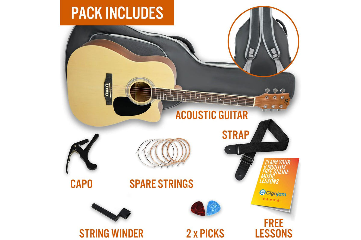 Mx Cutaway Acoustic Guitar Pack- Natural-3