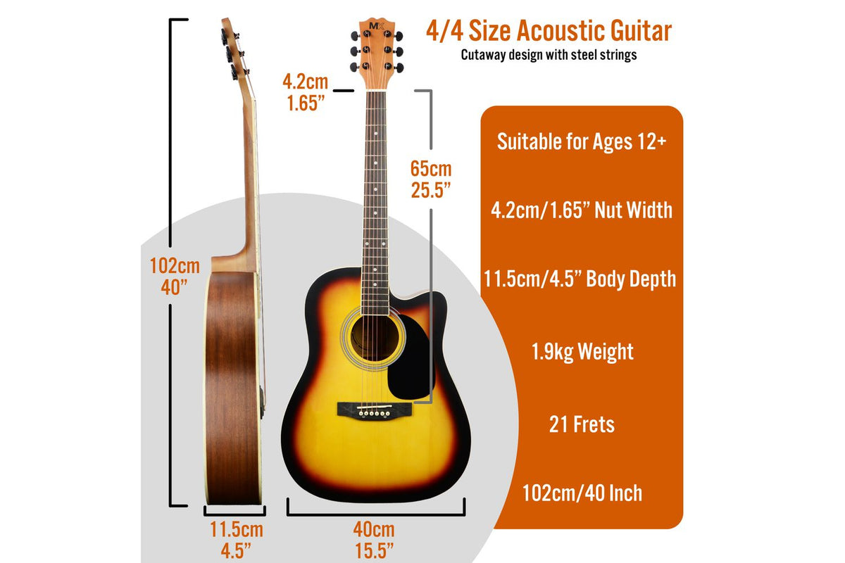 Mx Cutaway Acoustic Guitar Pack - Sunburst-2