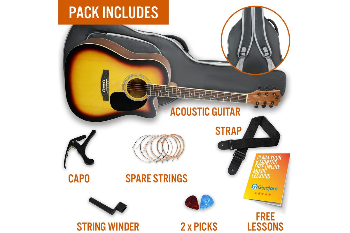 Mx Cutaway Acoustic Guitar Pack - Sunburst-3