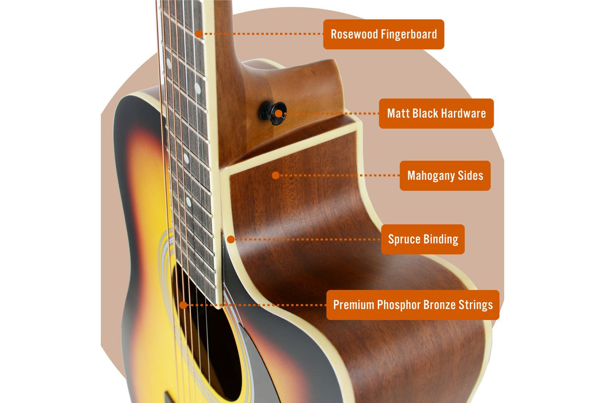Mx Cutaway Acoustic Guitar Pack - Sunburst-4