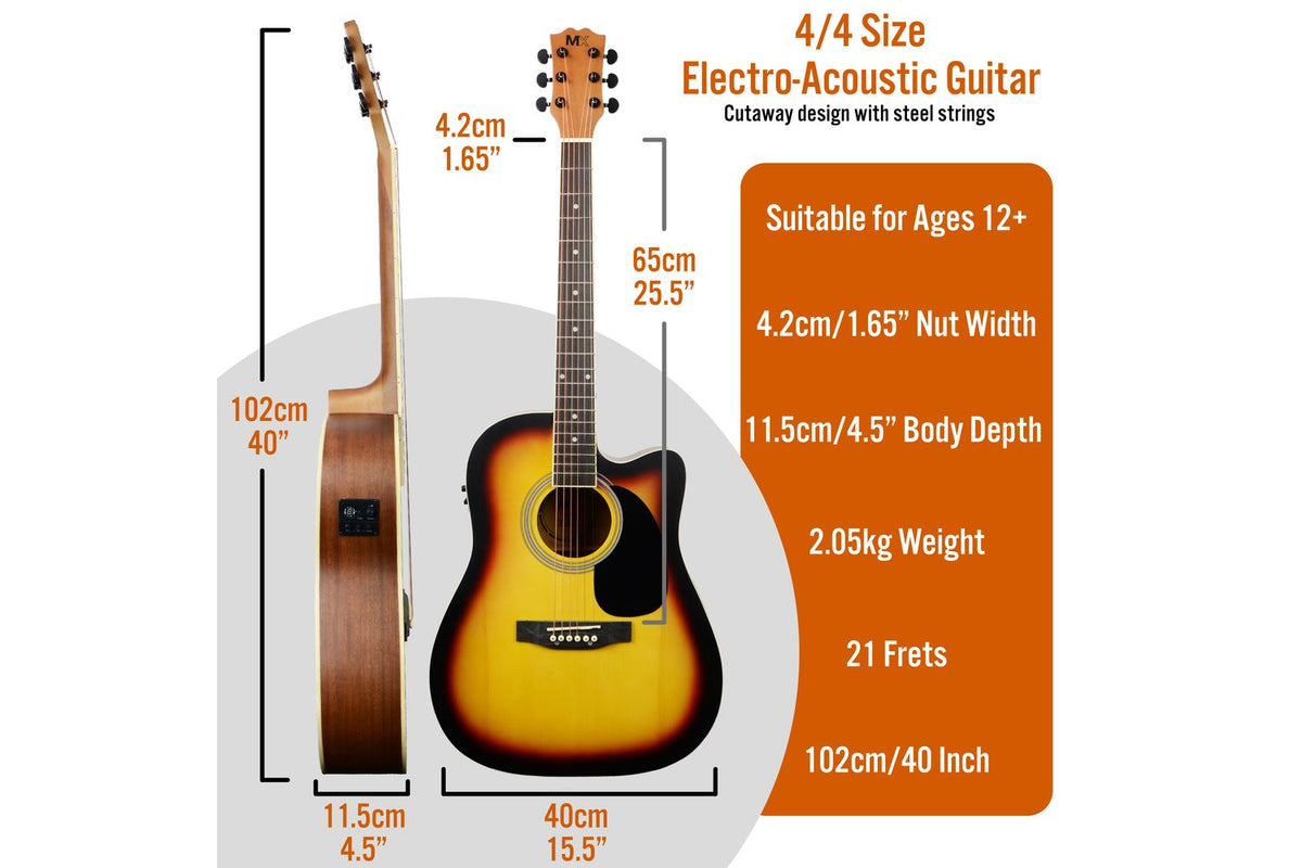 Mx Cutaway Electro Acoustic Guitar Pack - Sunburst-2