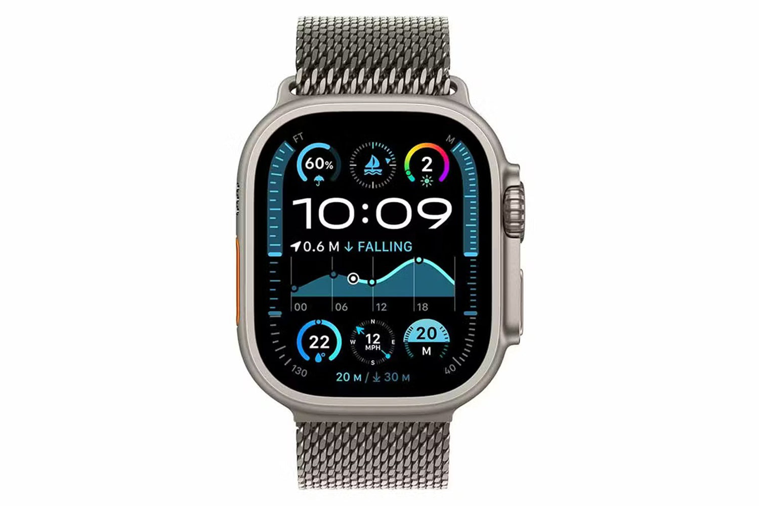 Apple Watch Ultra 2 GPS + Cellular | 49mm | Natural Titanium Case with Natural Titanium Milanese Loop Small-2