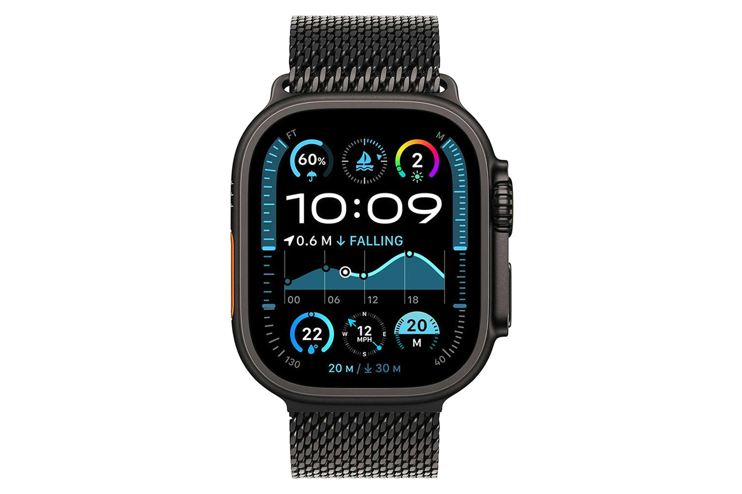 Apple Watch Ultra 2 GPS + Cellular | 49mm | Black Titanium Case with Black Titanium Milanese Loop Small-3