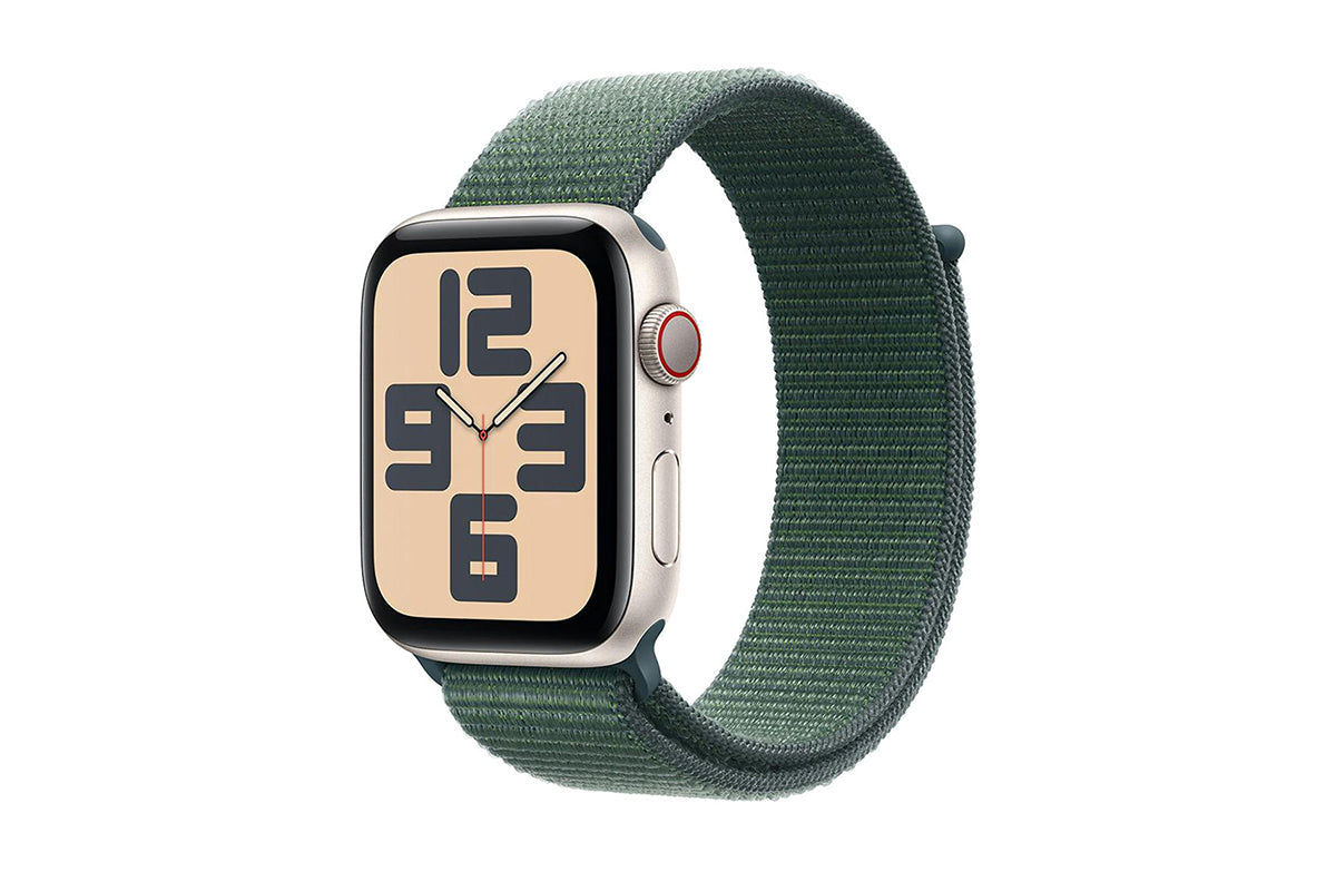 Apple Watch SE GPS + Cellular | 44mm | Starlight Aluminium Case with Lake Green Sport Loop