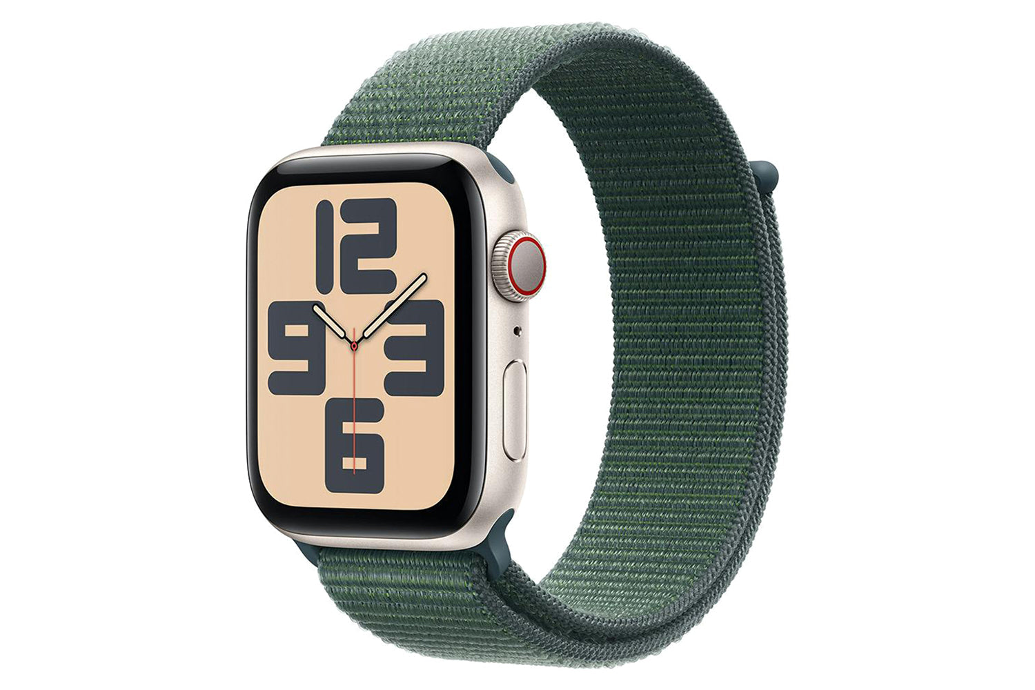 Apple Watch SE GPS + Cellular | 44mm | Starlight Aluminium Case with Lake Green Sport Loop-9