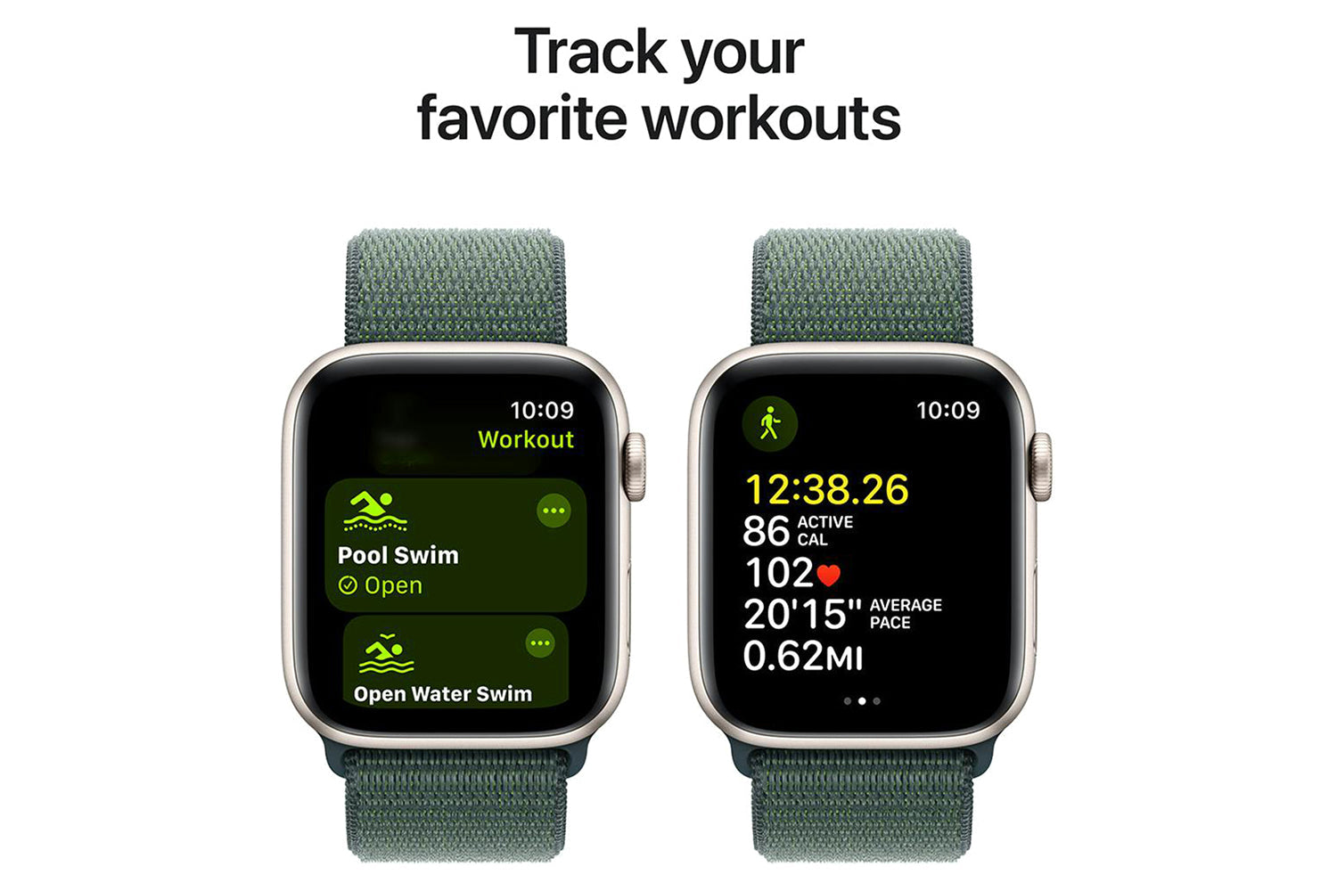 Apple Watch SE GPS + Cellular | 44mm | Starlight Aluminium Case with Lake Green Sport Loop-14