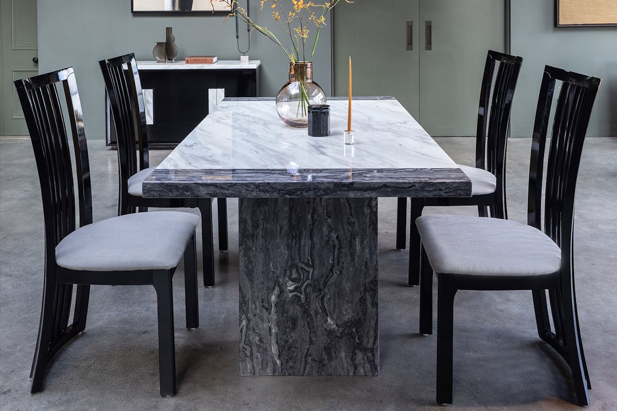 Mainz Rectangular Dining Table | Grey & White-4