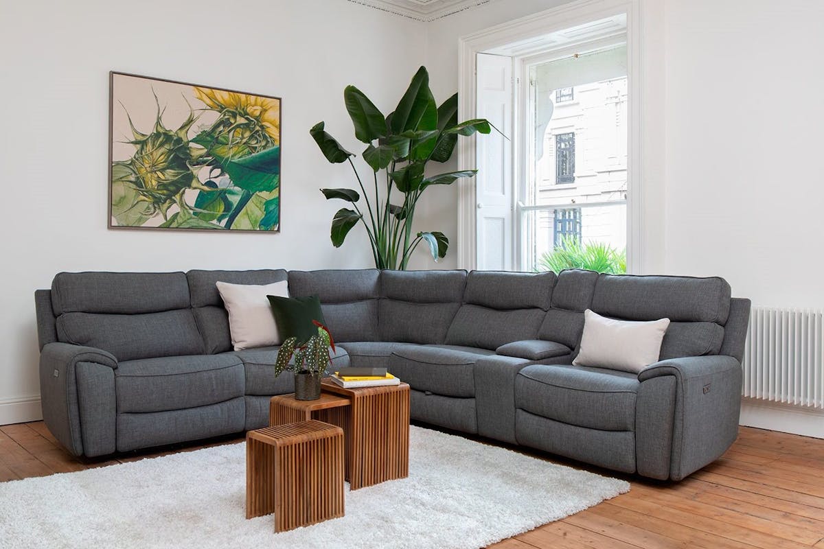 Mila Corner Sofa with Console | Power Recliner | Large | Grey-2