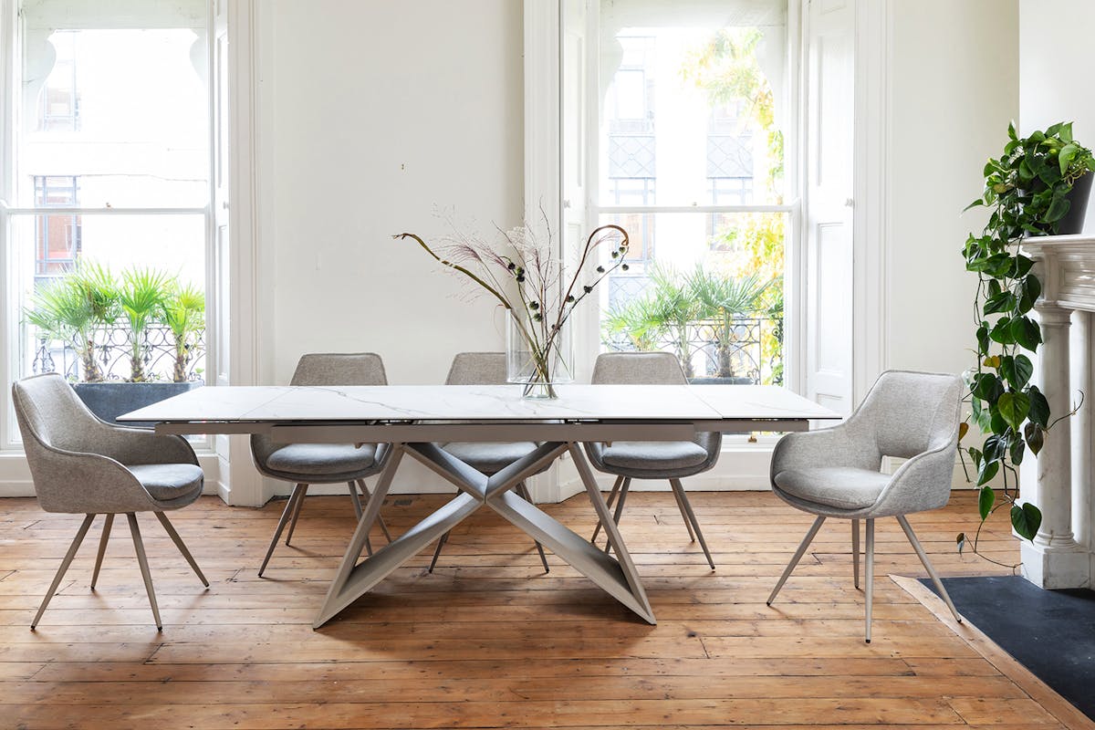 Milano Extending Dining Table | White/Beige-2