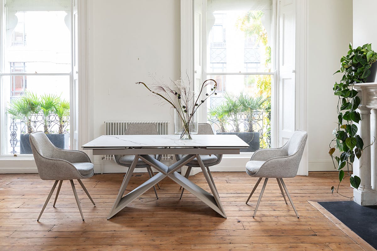 Milano Extending Dining Table | White/Beige-16