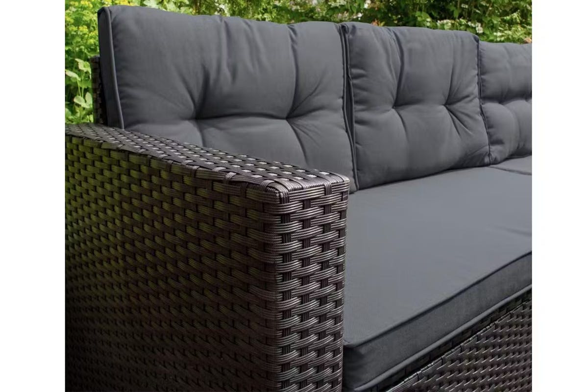 Monstershop Rattan Corner Sofa Set & Cushion Storage Box | Black/Grey-7