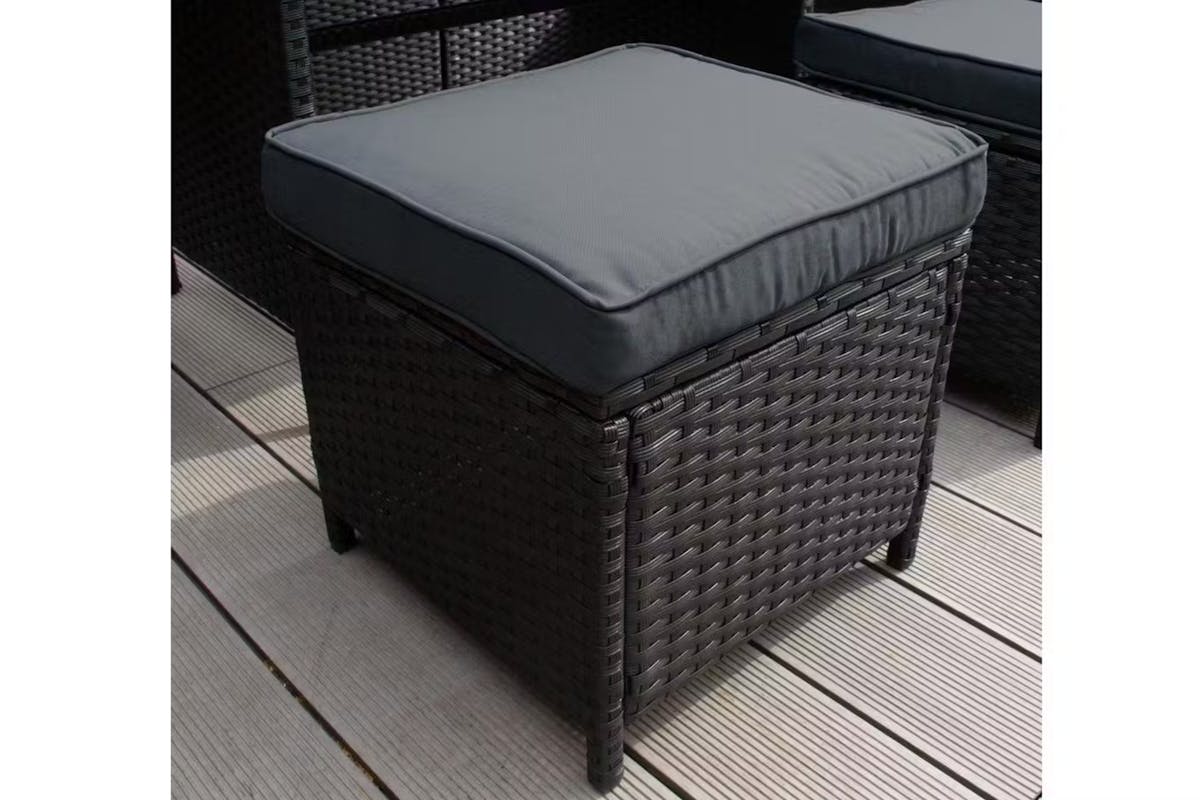 Monstershop Rattan Corner Sofa Set & Cushion Storage Box | Black/Grey-8