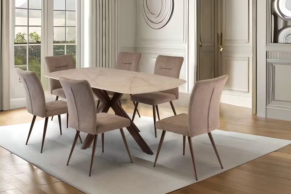 Murano Dining Chairs | Fabric | Brown | Set of 2-2
