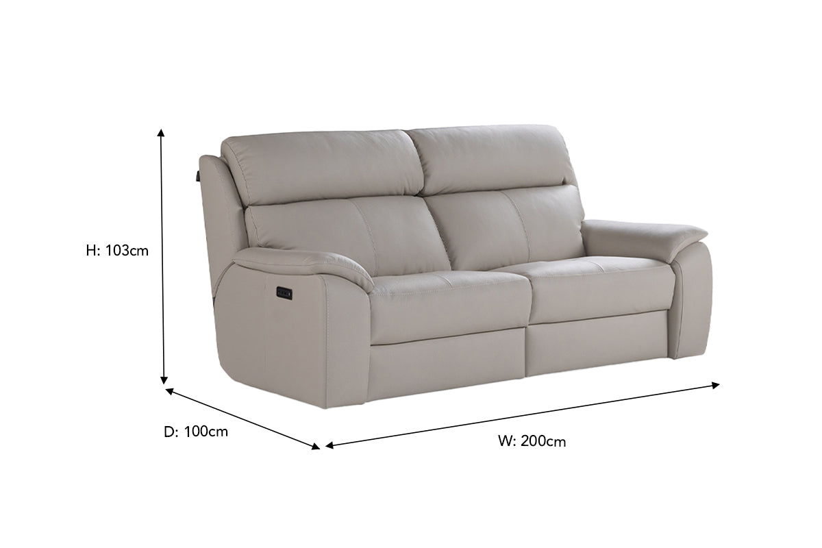 Amalfi 3 Seater Sofa | Power Recliner | Leather | Tan-3