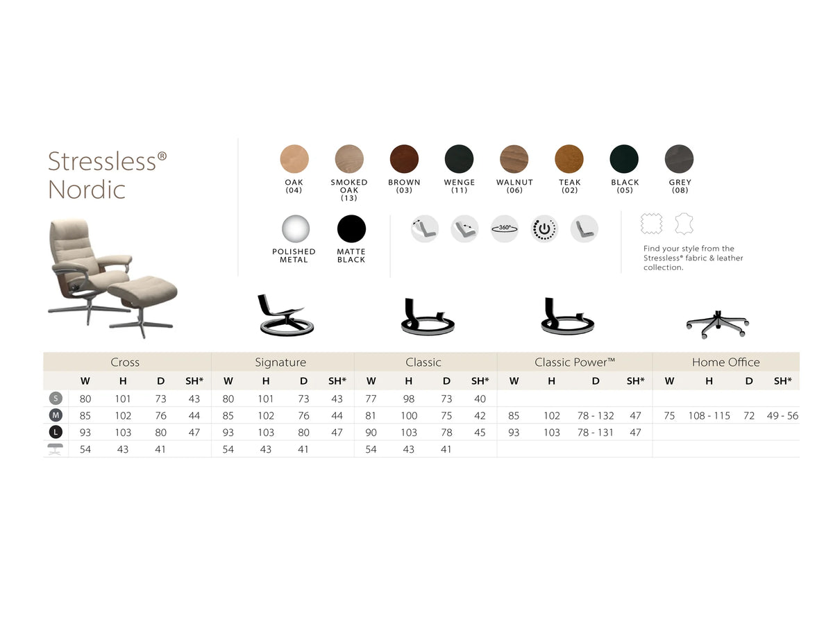 Stressless Nordic Recliner Signature Base with Footstool | Leather | Walnut-3