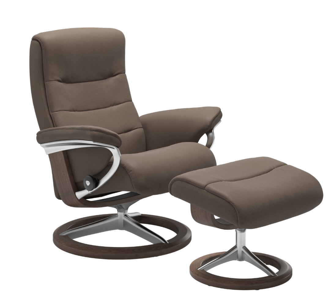 Stressless Nordic Recliner Signature Base with Footstool | Leather | Walnut