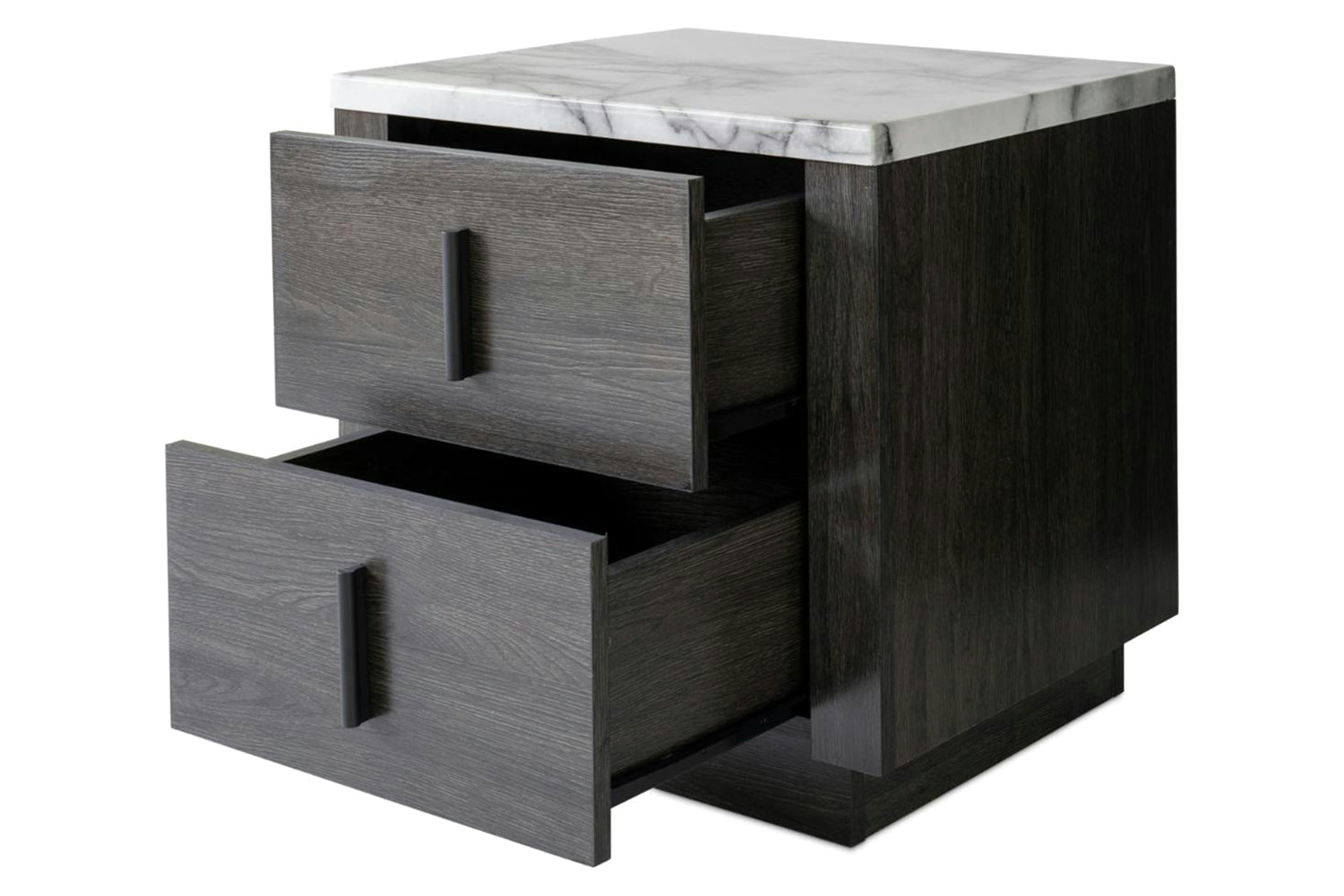 Aspen Bedside Table | 2 Drawer | Marble Effect Top-2