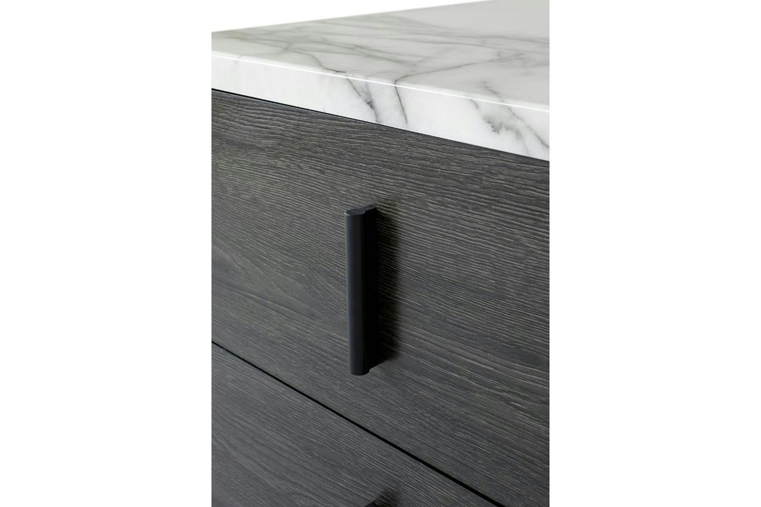 Aspen Bedside Table | 2 Drawer | Marble Effect Top-5