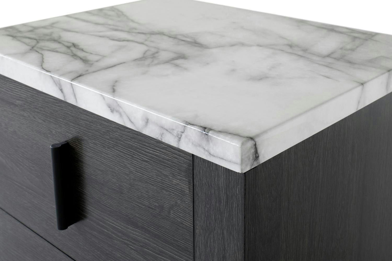 Aspen Bedside Table | 2 Drawer | Marble Effect Top-6