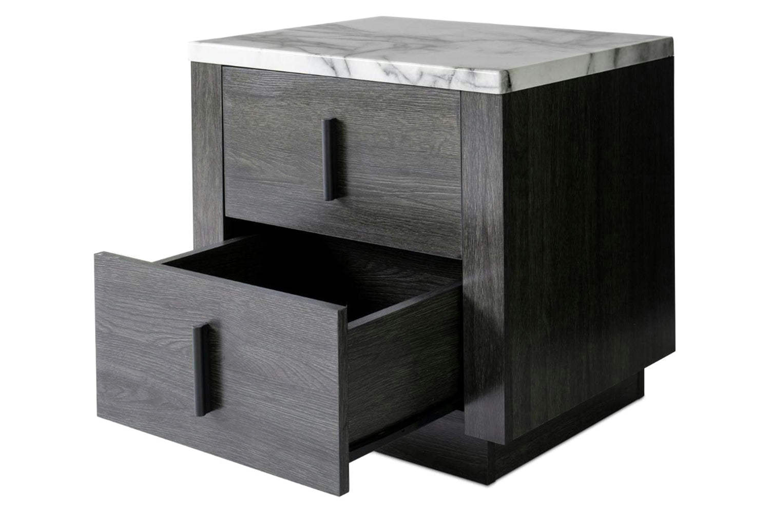 Aspen Bedside Table | 2 Drawer | Marble Effect Top-8