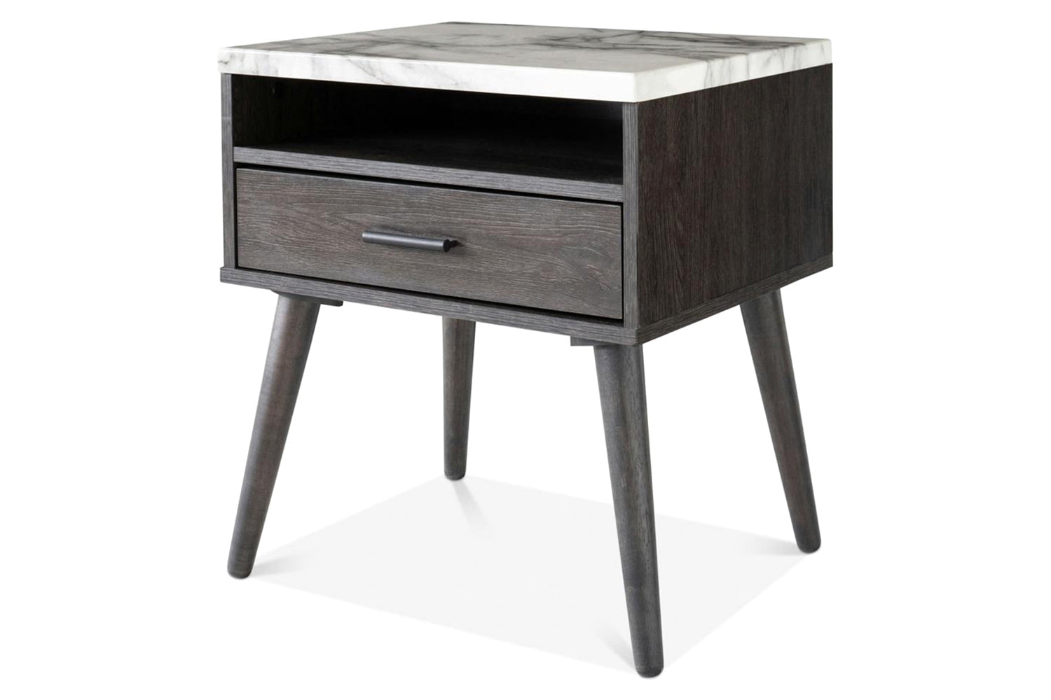Aspen Bedside Table | 1 Drawer | Marble Effect Top-3