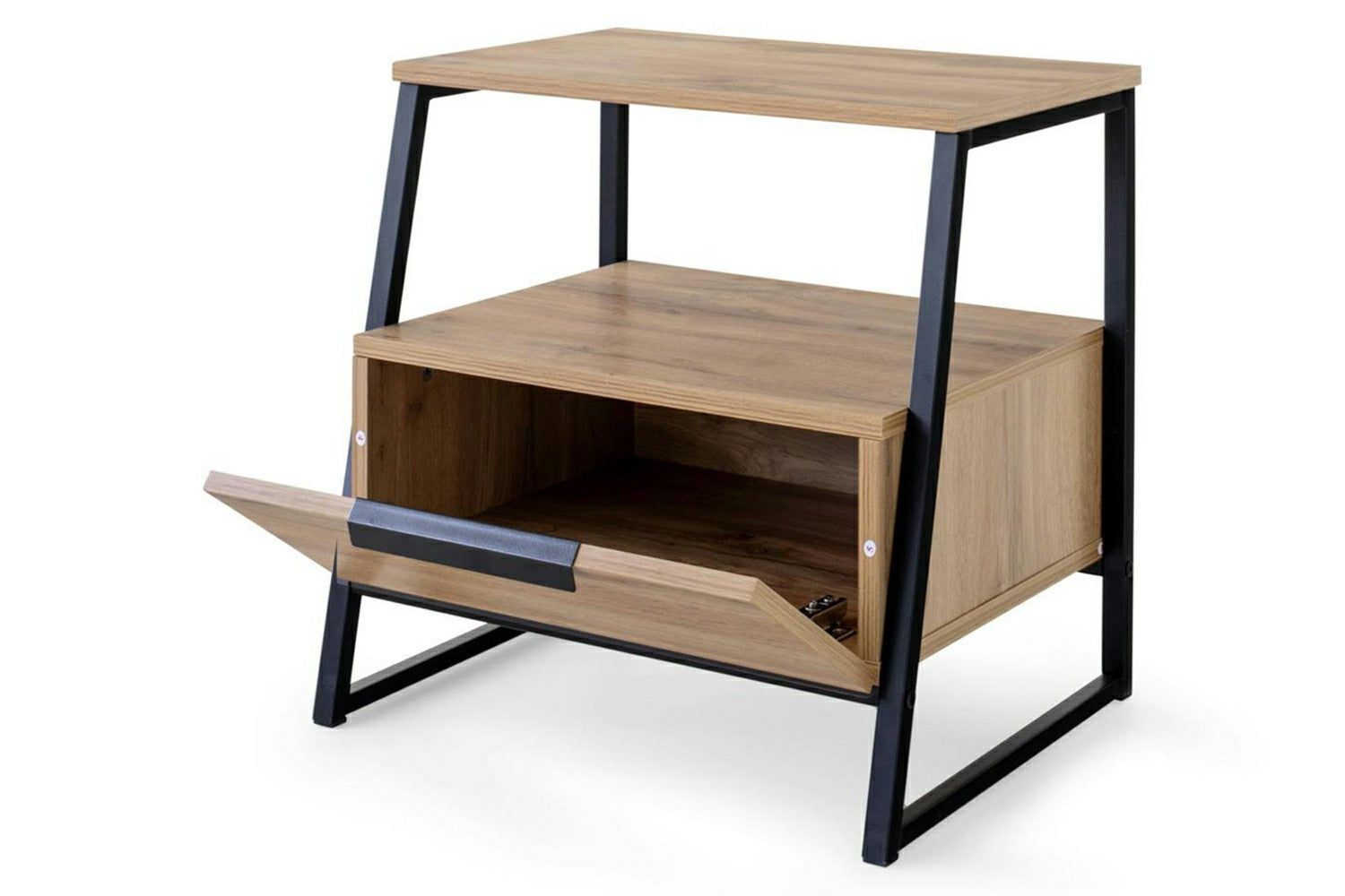 Zion Angled Bedside Table | 1 Drawer | Oak Effect-2