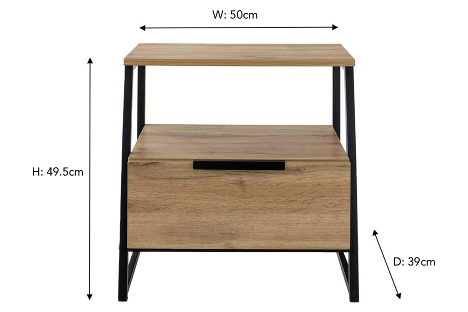 Zion Angled Bedside Table | 1 Drawer | Oak Effect-3