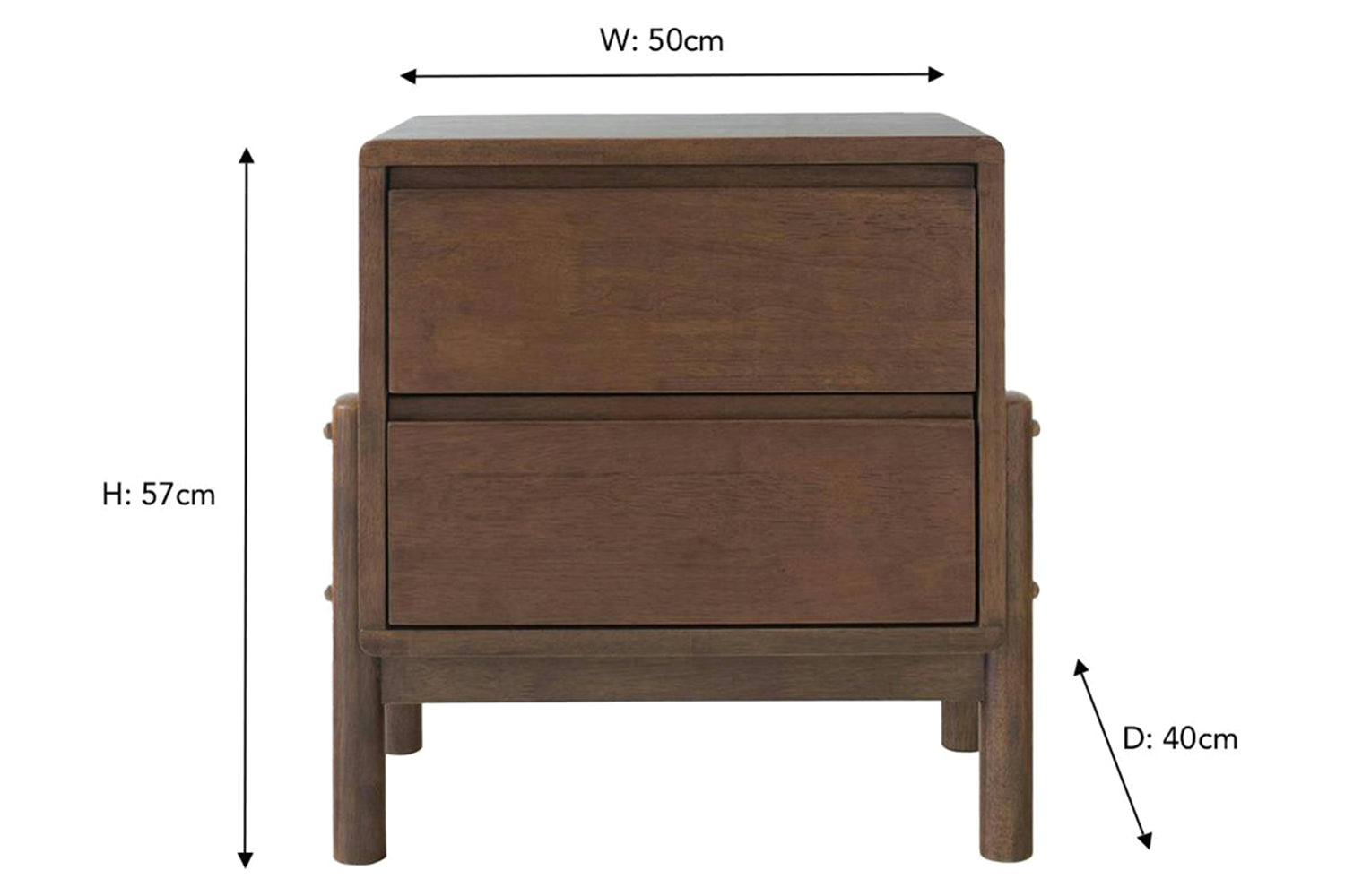 Bella Bedside Table | 2 Drawer | Deep Brown-3