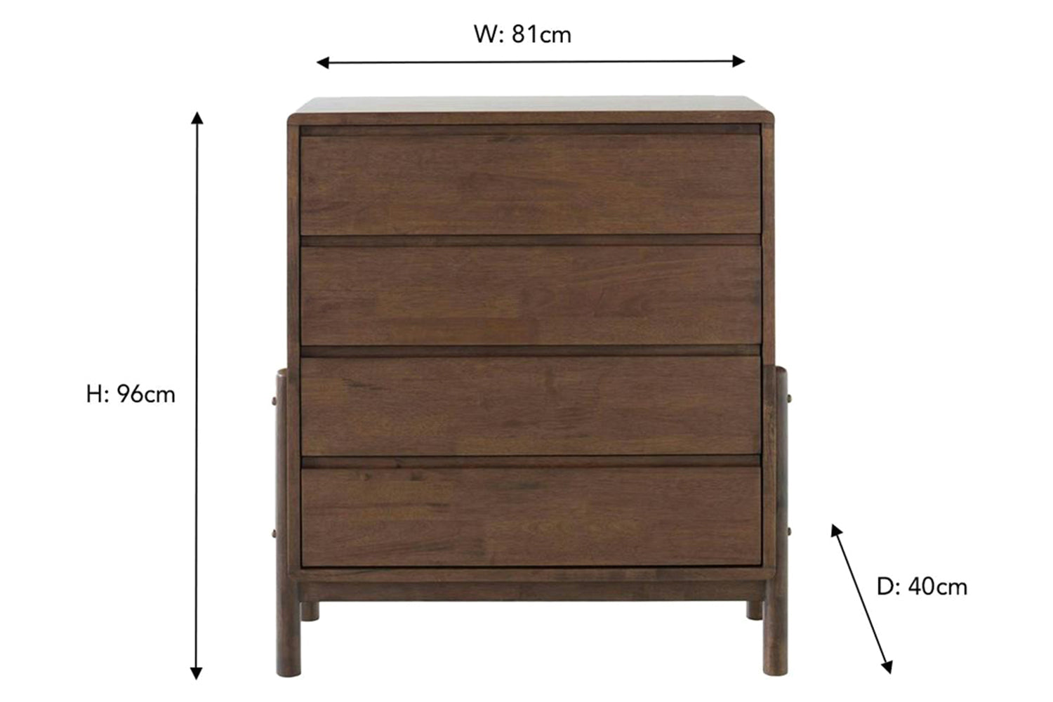 Bella Chest of Drawer | 4 Drawer | Deep Brown-3