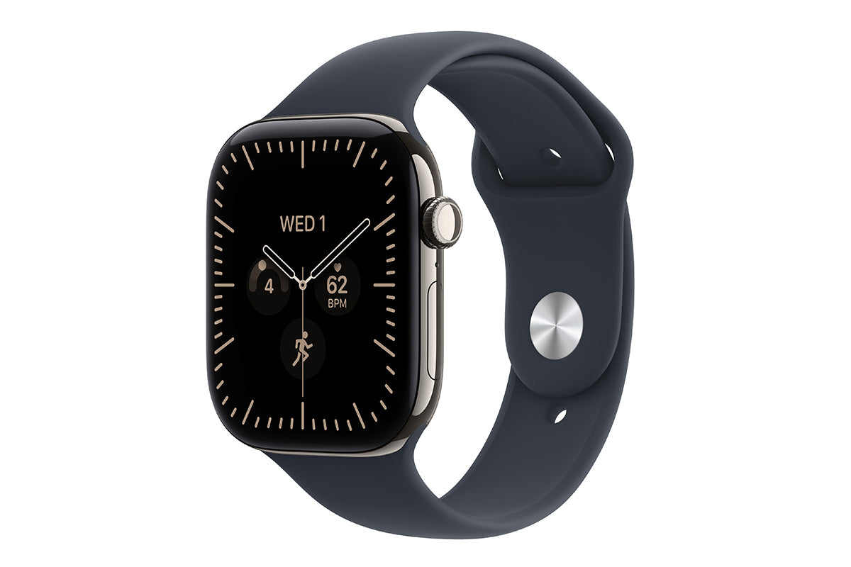 Apple Watch Series 12 | GPS + Cellular | 46mm | Natural Titanium | Navy Blue Sport Band | S/M