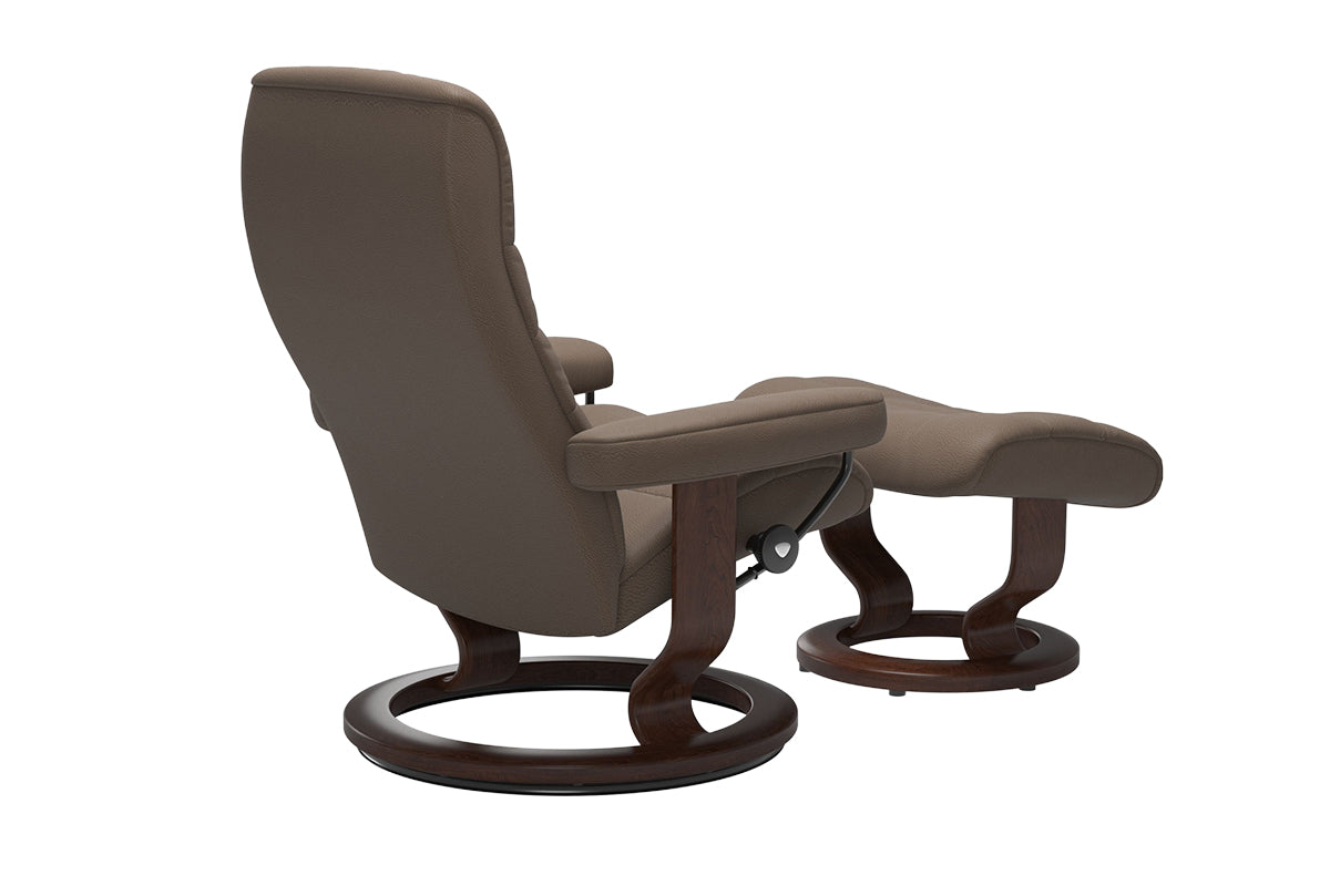 Nordic Armchair with Footstool | Static Recliner | Leather | Walnut-5