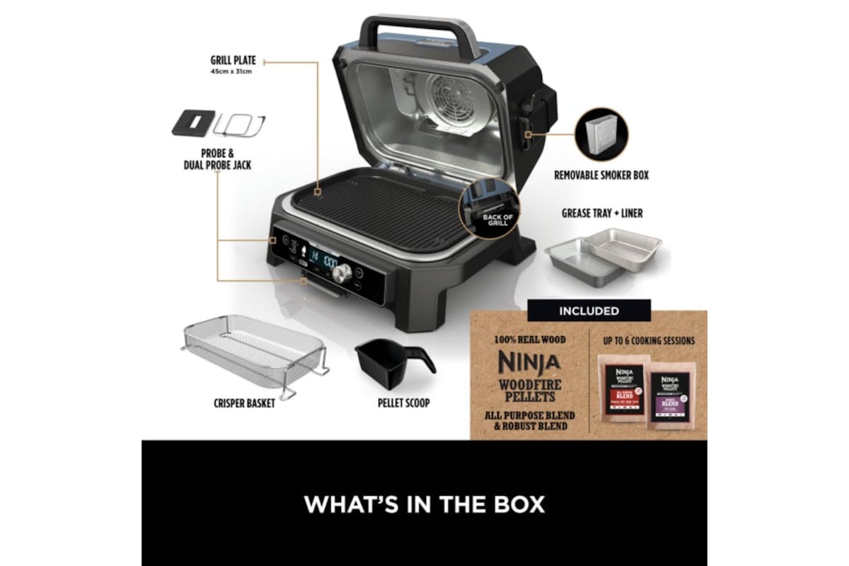 Ninja Woodfire Pro Connect XL Electric BBQ Grill & Smoker | OG901UK | Blue/Black-15