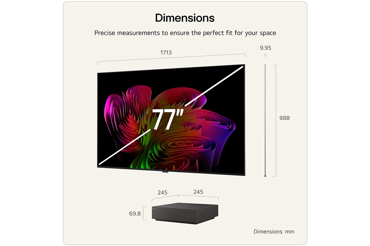 LG 77" OLED Evo AI W6 True Wireless 4K Wallpaper Smart TV (2026) | OLED77W69LA.AEI-14