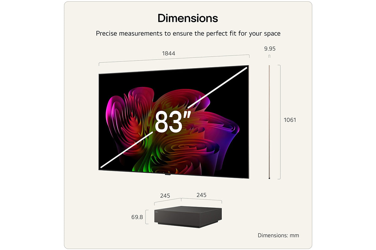 LG 83" OLED Evo AI W6 True Wireless 4K Wallpaper Smart TV (2026) | OLED83W69LA.AEI-14