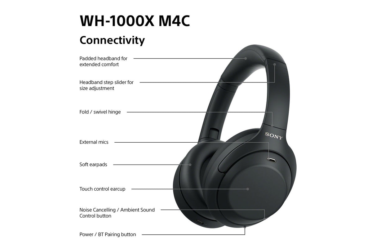 Sony WH-1000XM4C Noise Cancelling Wireless Over Ear Headphones | Black-8