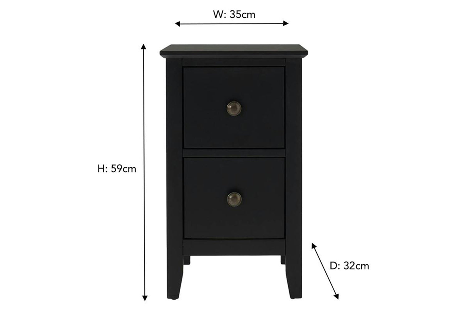 Otto Bedside Table | 2 Drawer | Black-3