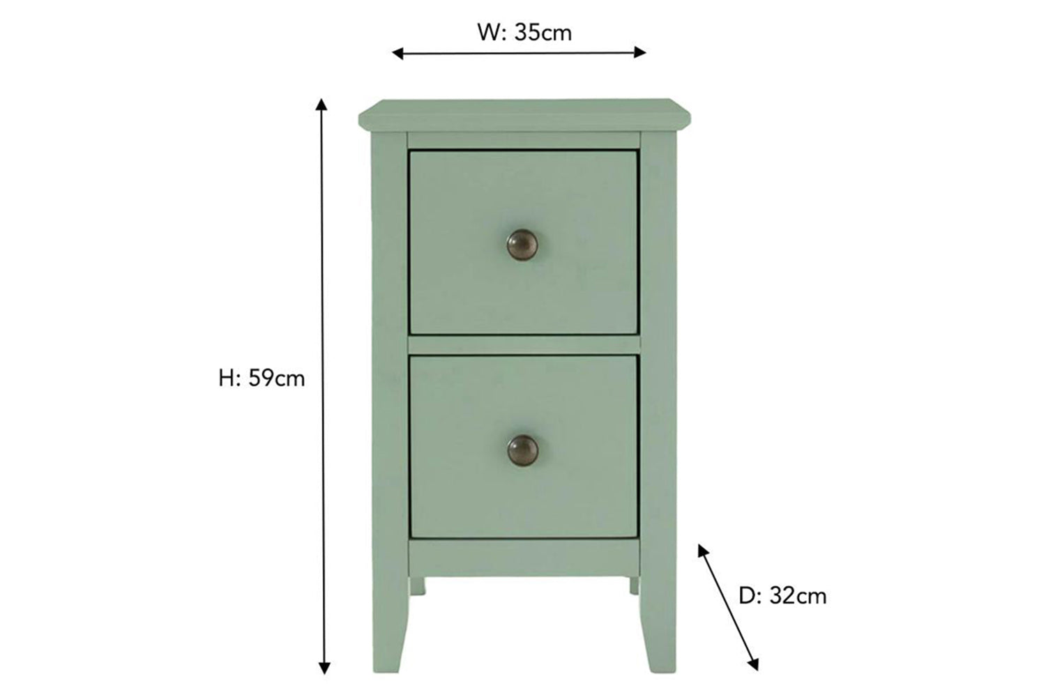 Otto Bedside Table | 2 Drawer | Green-3