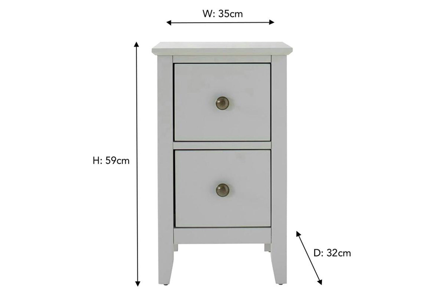 Otto Bedside Table | 2 Drawer | Grey-3