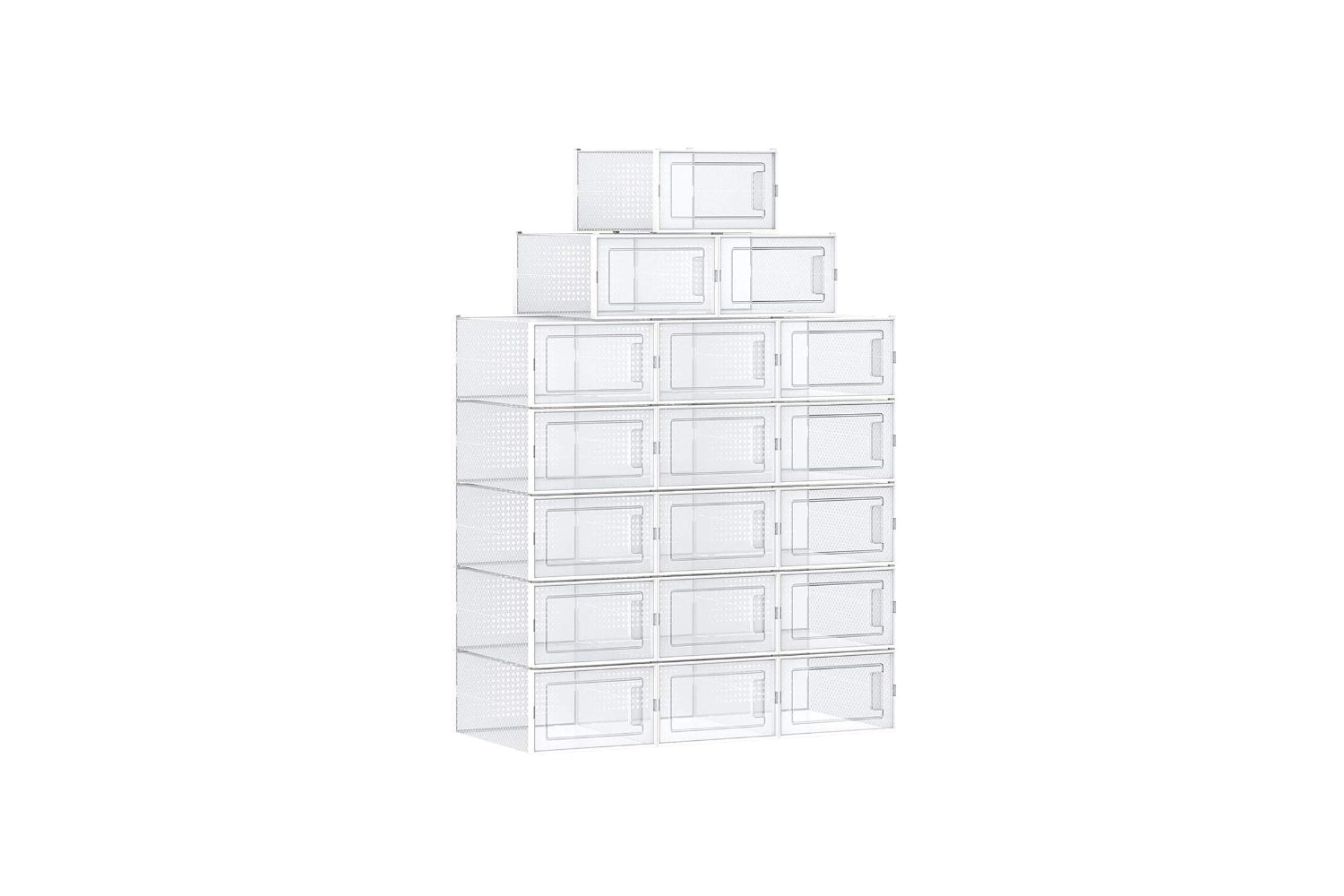 Songmics Stackable Shoe Organizers | Pack 18 | Transparent & White