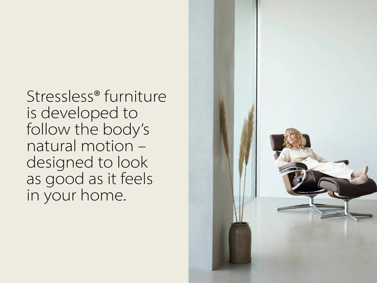 Stressless Wing Recliner Cross Base with Footstool | Leather | Dove-3
