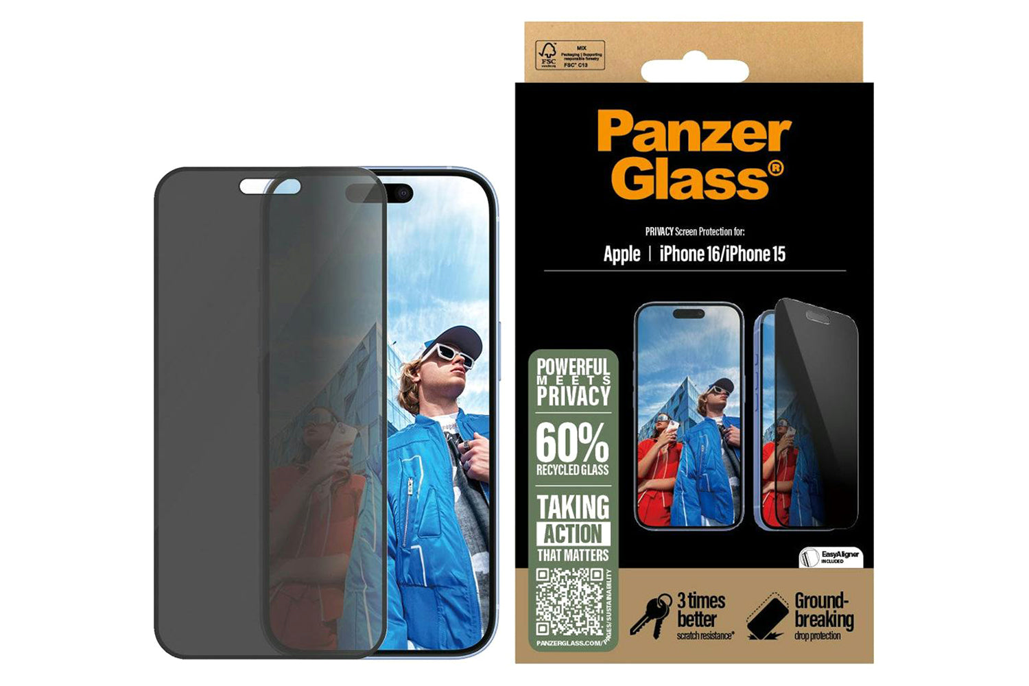 PanzerGlass iPhone 16 & 15 Ultra-Wide Fit Privacy Screen Protector-2
