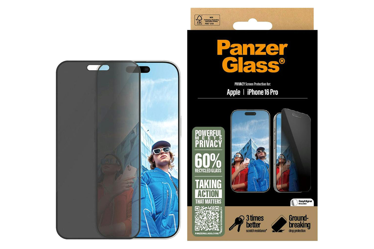 PanzerGlass iPhone 16 Pro Ultra-Wide Fit Privacy Screen Protector-2