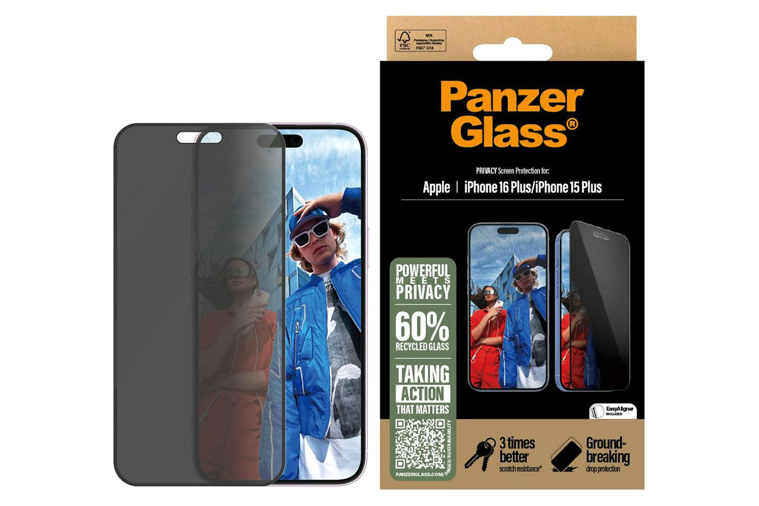 PanzerGlass iPhone 16 Plus & 15 Plus Ultra-Wide Fit Privacy Screen Protector-2