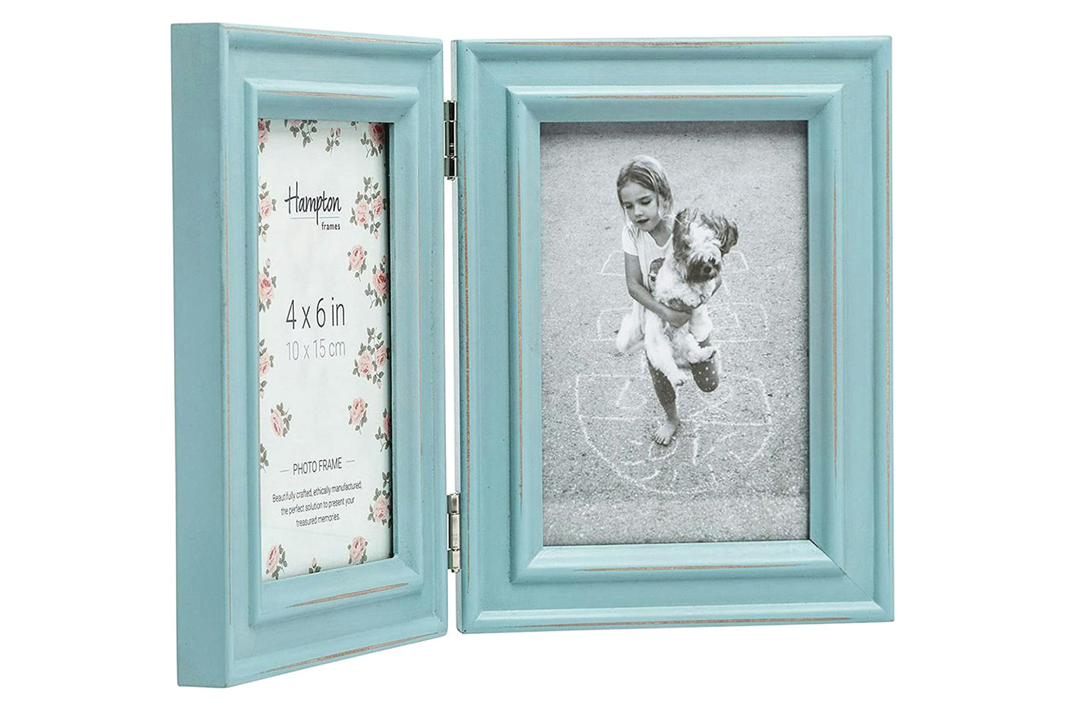 Paloma 6x4" Hinged Double Photo Frame | Blue-5