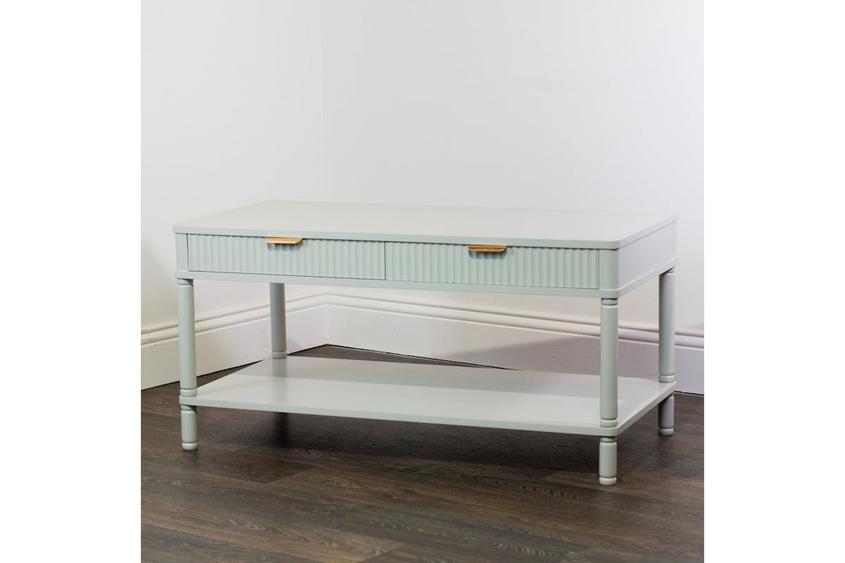 Parson Coffee Table | 2  Drawers | White-2