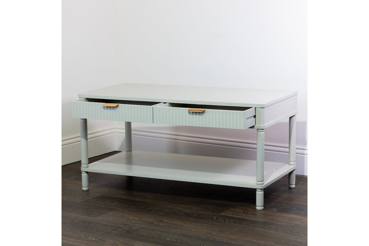 Parson Coffee Table | 2  Drawers | White-5