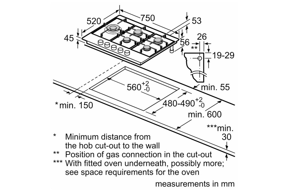 Bosch Series 6 75cm Built-in Gas Hob | PCS7A5I90-12