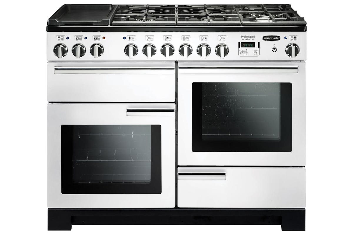 Rangemaster Professional Deluxe 110cm Dual Fuel Range Cooker | PDL110DFFWH/C | White