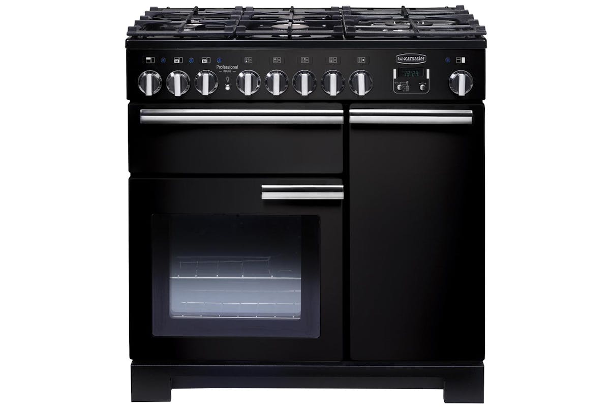 Rangemaster Pro Deluxe 90cm Dual Fuel Range Cooker | PDL90DFFCR/C | Black